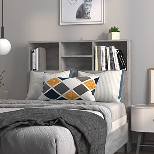 ARKEM Kopfteil mit Ablagen Grau Sonoma 100x19x103,5 cm Bett RüCkenlehne