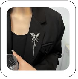 Wendalern Schwarzer Kristall Schmetterling Brosche Pin Silber Quaste Schmetterling Anstecknadel Schmetterling Hängende Kette Kragen Sicher Pin Hochzeit Bouquet Korsage Brosche Schmuck Für Frauen