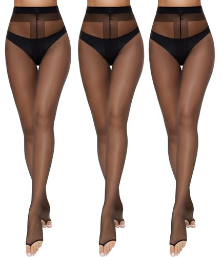 Yilanmy 3 Pairs Toeless Pantyhose for Women, Sheer Tights Without Toes