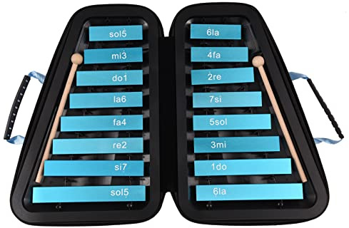 COMETX Glockenspiel Glockenspiel mit 16 Tasten, Aluminiumplatte, Xylophon, frühpädagogisches Musik-Percussion-Instrument mit Koffer, Schlägel für Musiksinnentwicklung