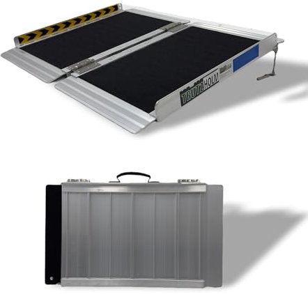 TRUTZHOLM Rollstuhlrampe klappbar 91 cm Traglast 272 kg Alu grau schwarz Antirutsch beschichtet Auffahrrampe