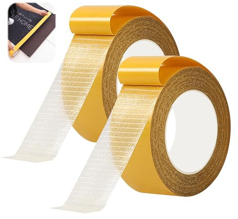 Lunyloer Doppelseitiges Klebeband, 2 Rolls Multifunktionales Klebeband 3cm x 20m Spurlos, Teppichklebeband Extra Stark, Gelb, 30mm x 20m