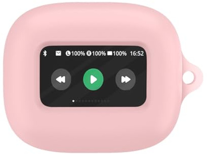Silikonfodral för JBL Live Flex 3, trådlösa öronsnäckor mjukt skyddande fodral stöttåligt hudskydd med anti-lost karbinhake (rosa)