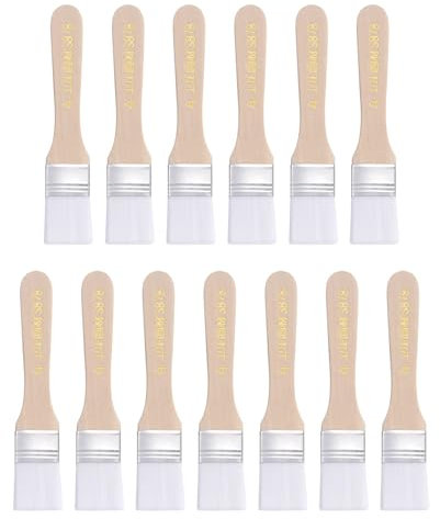 sourcing map Lot de 15 pinceaux de peinture de 2,5 cm en nylon plat pour mur - Poils doux avec manche en bois - Pour peinture, bricolage, peinture au latex, meubles, armoires, clôtures, blanc