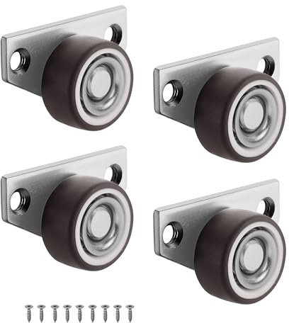 Lot de 4 roulettes pivotantes en caoutchouc pour meubles - Petites roulettes pivotantes universelles silencieuses - Roues en nylon avec corps en tôle d'acier épais - Roulettes universelles - Petites