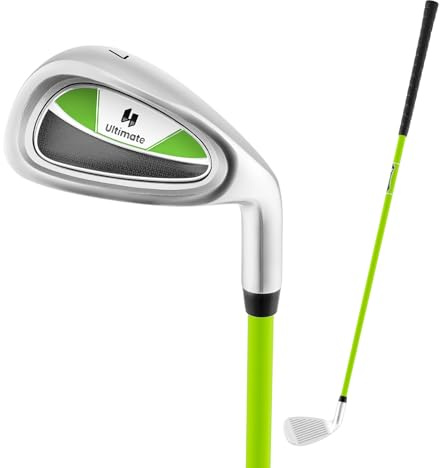 GYMAX Mazza da Golf #7 per Bambini con Asta in Fibra di Vetro, Impugnatura in Gomma, Mazza da Golf per Pratica, Ragazzi e Ragazze Età 8-10 Anni, 30 Pollici, Copritesta Incluso