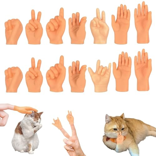 Mini Hände 16 Stück Kleine Hände Set Mini Hände Fingerpuppen Interessant Mini Fingerpuppen Dauerhaft Kleine Sachen Mini Hande für Katzen,Haustier, Spiele Party,Halloween