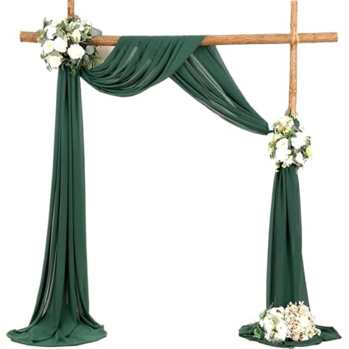 Hochzeitsbogen Vorhang Hochzeit Bogen Chiffon Drapieren Stoff Hochzeit Bogen Vorhänge schiere Hintergrund Vorhang for Hochzeit Zeremonie Party im Freien Dekorationen Für Hochzeiten(Dark green,75x600cm
