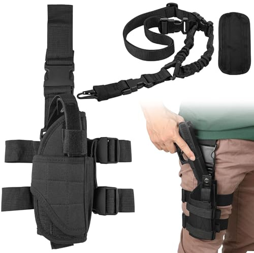 GZhaizhuan Taktisch Beinholster, Tactical Holster Pistole und Gewehrriemen Set, Verstellbares Oberschenkelholster, Oberschenkel Tiefziehholster für Jagd Schießen Camping Outdoor