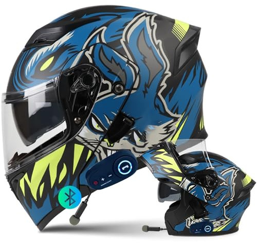 Letetexi motorradhelm klapphelm mit Bluetooth Motorradhelm mit ECE-Zugelassener Helm Motorrad Integrierter Motorradhelm mit Anti-Fog-Doppelvisier Rennhelm Erwachsene Männer Frauen M~XXL