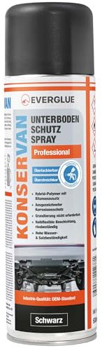 Everglue Konservan Professional Unterbodenschutzspray Hybrid-Polymer mit Bitumenzusatz, schwarz, 500 ml Aerosol dauerhafter Schutz gegen Rost, Steinschlag & Witterung (1)