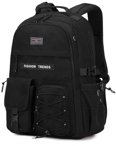 Amythe Sac à Dos pour Filles et Garçons, Sac Ecole pour Filles Collège Grand Léger et Mode, Cartable Collège avec Plusieurs Compartiments, Idéal pour L'école, Loisirs ou Voyages, Noir
