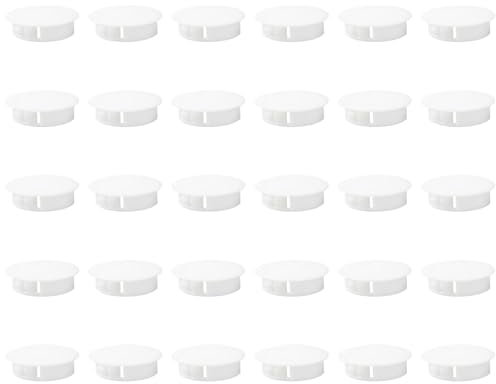 30Pcs White Panel Plugs Round Drill Hole Screw Caps Covers For Covering Holes In Kitchen Cabinets And Furniture