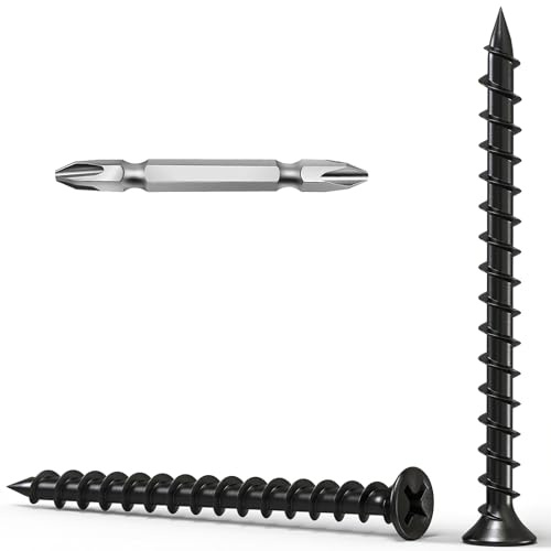 Wavanta 200Pcs Drywall Screws, M4 x 50mm Black Self Tapping Screws | Coarse Thread Phosphate Bugle Head Wood Screws With Bit for Plasterboard, Wood and Furniture