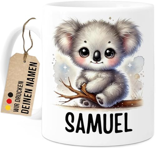 Tassenliebling® Koala Tasse personalisiert – Kindertasse mit Namen – Tiere Geschenke – Tasse mit Namen Kind – Personalisierte Geschenke Kinder – Kinderbecher aus Keramik 330ml