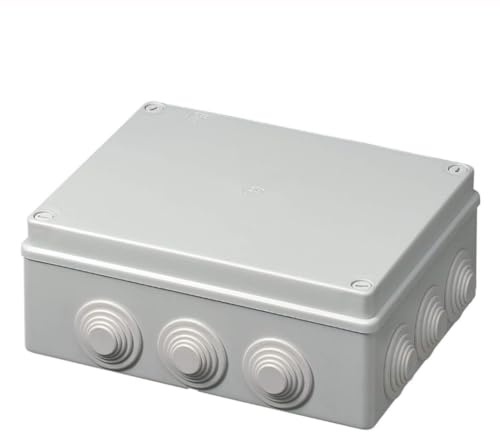 Scatola di derivazione esterna IP55, rettangolare 240 x 190 x 90 mm, scatola di giunzione per impianto elettrico, impermeabile, con passacavi, grigio, coperchio a vite, ideale per illuminazione