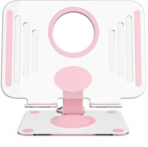 Didarenba Soporte Tablet Mesa Escritorio Compatible con iPad Transparente Regulable en Altura Giratorio 360º Plegable