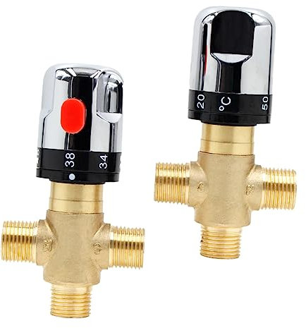 Beatifufu Válvula Termostática Tres Vías Ducha Control de Temperatura Estable de Instalar Calentadores de Agua Plomería Domésticos