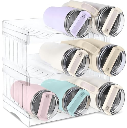 Thigies 3Pcs Portabottiglie Impilabile per Stanley da 1,2L Bicchiere, Portabottiglie Organizer Portabottiglie Vino per Armadietto/Dispensa/Frigorifero Portaoggetti Salvaspazio Contiene 9 Bottiglie