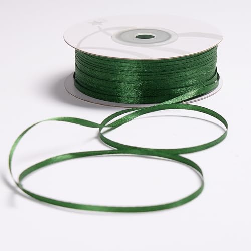 Nastro Doppio Raso 03mm X 100 Metri per Artigianato, Natale, Decorazioni, Adatto Per confezionare Regali, Feste di Compleanno, Matrimoni, Bomboniere (Verde Scuro)