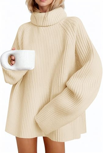 Saodimallsu Damtröja överdimensionerad långärmad polotröja finstickad enfärgad stickad tröja casual elegant basic toppar, Beige, S