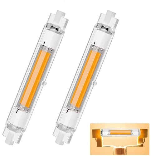 Dvnoua Ampoule R7S LED 118mm Dimmable 30W, R7S LED COB 118mm Ampoules Équivalent à Lampe Halogène 300W, Blanc Chaud 3000K 3000LM, Éclairage à Faisceau 360°, Sans Scintillement, lot de 2