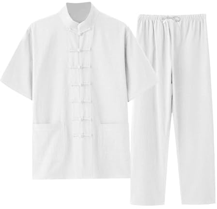Ensemble 2 Pieces Coton Lin Homme T-shirt et Courte Survêtement Homme Ensemble Été Chemise et Short Pantalons pour Sports Jogging Décontractée Tenue Pas Cher Grande Taille Confort M-4XL