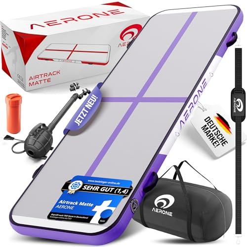 AERONE Airtrack Turnmatte Aufblasbar inkl. Pumpe & Tasche Größe wählen