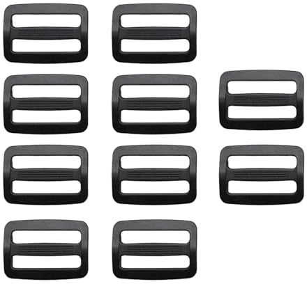 Tri Slider Buckles, Plastic Glide Adjusters Buckle Clip,10 Pcs Black