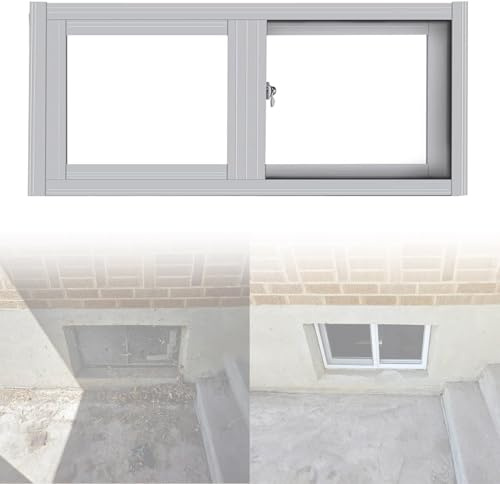 Basement Window for Houses Sliding Window with Screen 30x12in 30x15in 31x16in Aluminum Alloy Frame Replacement Windows for Bathroom Shed(White,31x12)
