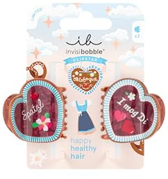 invisibobble Haarklammer Damen (2x) Oktoberfest – Haarspange Lebkuchenherz Wiesn Dirndl trendy – Clipstar Liabs Herzl verspielt – Hair Claws I mog Di Spatzl Trachten Haarschmuck Mädchen Größe S