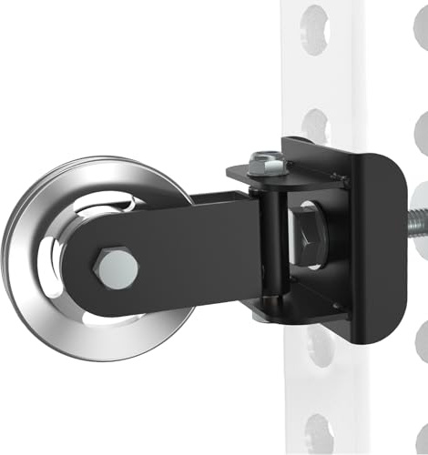 Aluminum Alloy Rotating Pulley Attachment for 3×3 Power Racks, Heavy-Duty Cable Pulley with 180° Pivot, Smooth CNC Machined Wheel, Bolt-On Cable Station Upgrade for Home Gym Training