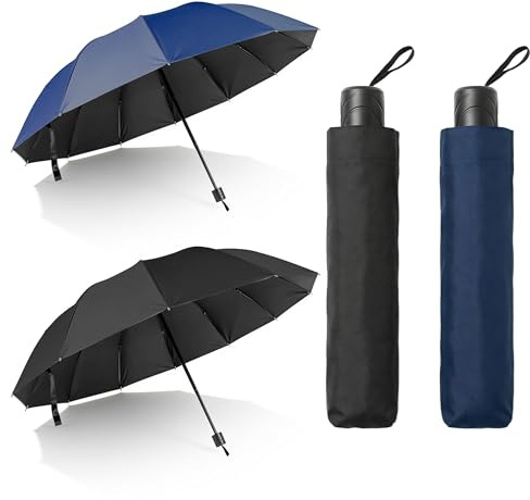 Lilingsty Bulk Umbrellas, Travel Folding Umbrellas, Rainproof and Sun-Protective, Foldable for Easy Storage and Portability, Suitable for Both Sunny and Rainy Days (Black,Navy Blue)