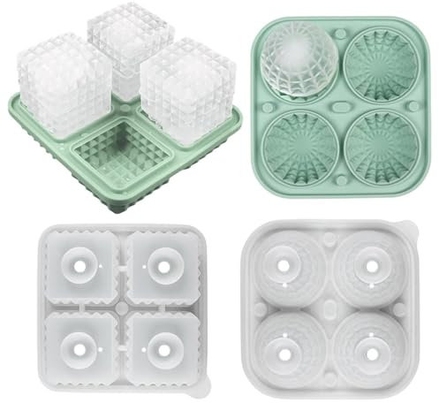 Molde de hielo, recipiente de silicona portátil reutilizable con tapa de embudo, molde grande para bolas de hielo, para cocina, refrigerador, congelador, alimentos, familia, hogar, hogar, bebidas