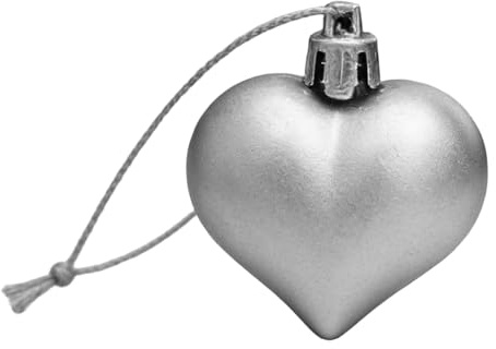 Jectse Hjärthängande Prydnadsföremål, Plasthjärtkulor med Elektropläterad Yta, Splittringssäker Blekningssäker Hjärtformade Prydnadsföremål för Julens Bröllopsdekoration (Silverröd)