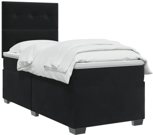 vidaXL Lit boxspring avec Matelas Noir 90 x 200 cm Velours