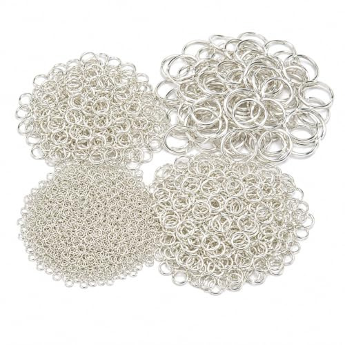 Perlin 1000stk Ösen Binderinge Biegeringe Silber Öse 5mm 8mm 10mm 12mm x 0,7mm Verbinder Offen Ringe Verbindungsringe Kettenzubehör Schmuckteile Basteln Set DIY M83