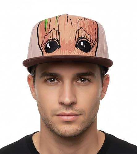 Marvel Legend Icon Officielle Les Gardiens de la Galaxie Vol. 2 - Groot Head Snapback Baseball Cap – Unisex Casquette | Adjustable Hat with Visor | Streetwear,One Size,Multicolour