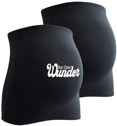 Mamaband Schwangerschaft Bauchband für die Babykugel im Doppelpack 1xUni 1xWunder – Rückenwärmer und Shirtverlängerung für Schwangere – Elastische Umstandsmode