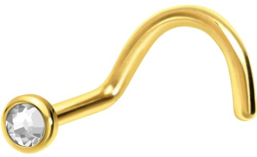 PIERCINGLINE Nasenpiercing aus Chirurgenstahl mit Kristalldisc - Nasenstecker in 4 Farben und 2 Größen