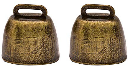 NUOBESTY Metall Kuhglocken Mini Call Glocken mit Griff Krachmacher Party Gunst für Outdoor-Fußballspiel Hochzeit Festival Geburtstagsfeier 2Pcs