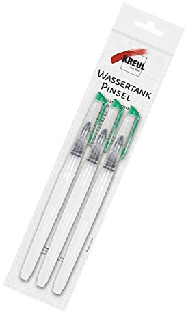 Kreul 18155 - Wassertankpinsel 3er Set, in 3 verschiedenen Größen (S, M, L), Besatz aus weißen Synthetikhaaren, ideal für das Malen unterwegs Bunt One Size