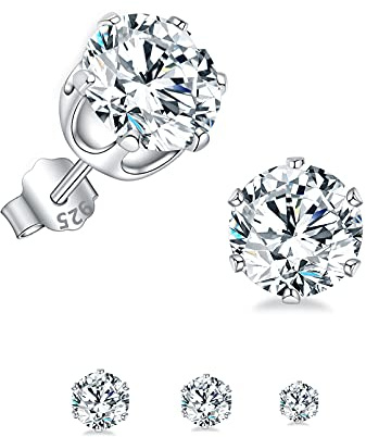 HUABOLA CALYN Silber Ohrstecker für Frauen, 925 Sterling Silber Ohrstecker Set, Hypoallergen Kleine Schlafknorpel Studs, AAAAA Clean Cubic Zirkonia Ohrstecker