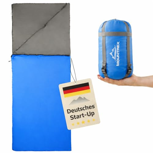 MOUNTREX® Sovsäck – liten förpackningsstorlek och ultralätt (700 g) sommar filt sovsäck – utomhus sommarsovsäck – camping, resor, festival – parkopplingsbar
