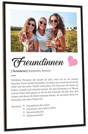 GRAVURZEILE Definition Poster & Kunstdrucke mit eigenem Foto - Geschenke für Freundinnen - Personalisierte Wandbilder - Wanddeko Deko für Wohnzimmer Schlafzimmer Flur & Diele - Freundinnen Geschenk