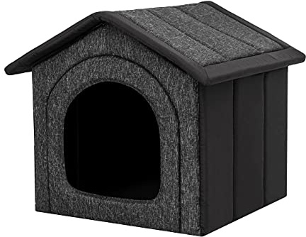 Hundehütte, Hundeecke, Ruhebereich, Zwinger, Tierheim, Hundezwinger, Haustierhütte, Haustierzwinger,Graphit Ökoleinen + Schwarz Oxford, R5: 60 x 70 cm