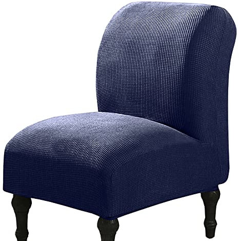 Bestenrose Sesselbezug Ohne Armlehnen Sofabezug Stretch Sesselschoner Elastisch Jacquard Stuhlhussen Stuhlbezug Waschbar Abnehmbare Schutzhülle für Wohnzimmer Cafe Sessel (1 Stück, Dunkelblau)