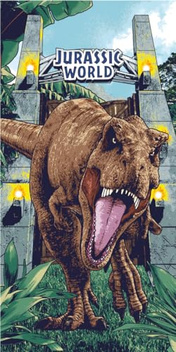 Jerry Fabrics Jurassic World Dinosaurier Vulkan Jungen Strand-Badetücher | Badetuch für Kinder