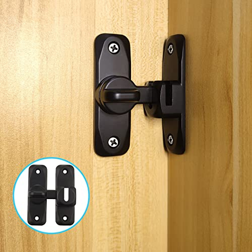 Pexintek Kleiner Schiebetür Schloss 90 Grad Riegel Vintage Schwarz | Türriegel für Innentüren für Küchen Schlafzimmer Arbeitszimmer Bäder, Einhandbetätigte Türverriegelung, Mit Montageschrauben