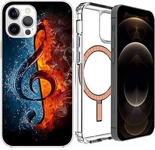 Mixroom - Cover Custodia Per iPhone 14 Pro In Con Cerchio Magnetico Compatibile con l’Alimentatore MagSafe Fantasia MUSICA CHIAVE DI VIOLINO 40